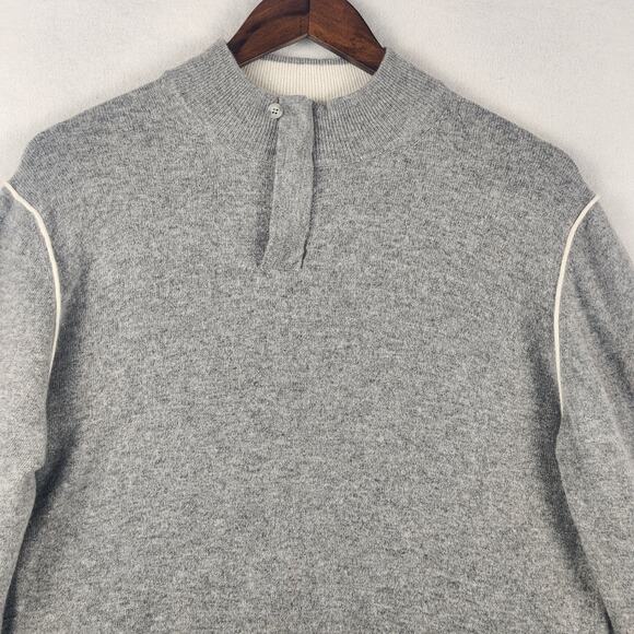 Wool & Co Quarter-Zip Pullover Sweater Men Large Gray Merino Wool/Cashmere EUC - Picture 4 of 13